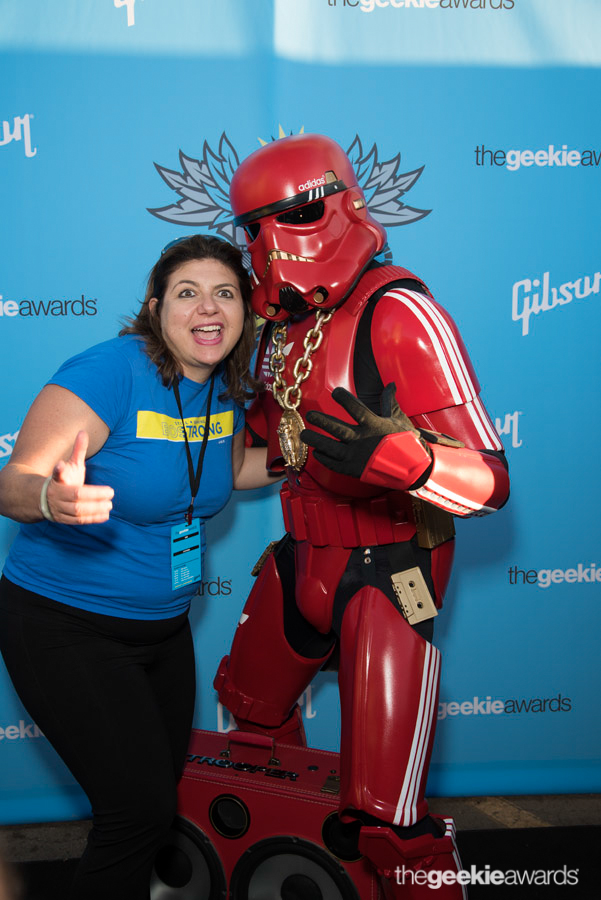 Amy Prenner (L) andHipHop Stormtrooper (R)  at The Avalon on Sunday, August 17, 2014 in Hollywood, California. (Photo by: Eugene Powers/Geekie Awards)