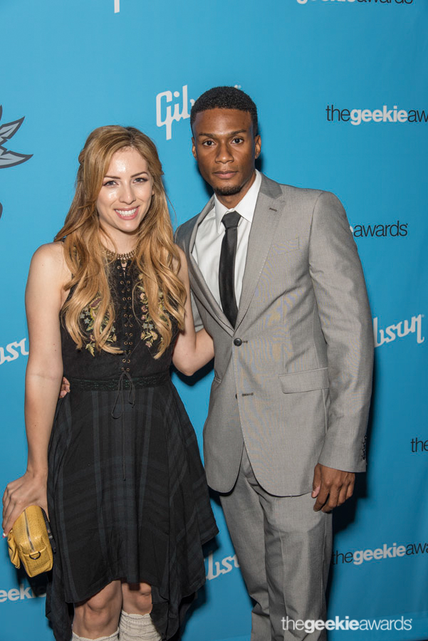 Meghan Camarena (L) and Mychal Thompson (R)  at The Avalon on Sunday, August 17, 2014 in Hollywood, California. (Photo by: Eugene Powers/Geekie Awards)