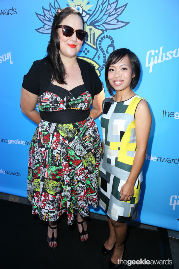 Kaz Kipp (L) and Erin Li (R) attend the 2nd Annual Geekie Awards at The Avalon on Sunday, August 17, 2014 in Hollywood, California. (Photo by: Joe Lester/Pressline Photos)
