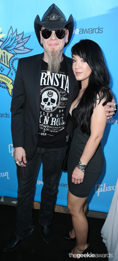 Jason Charles Miller(L) and Diana Knudsen (R) attend the 2nd Annual Geekie Awards at The Avalon on Sunday, August 17, 2014 in Hollywood, California. (Photo by: Joe Lester/Pressline Photos)