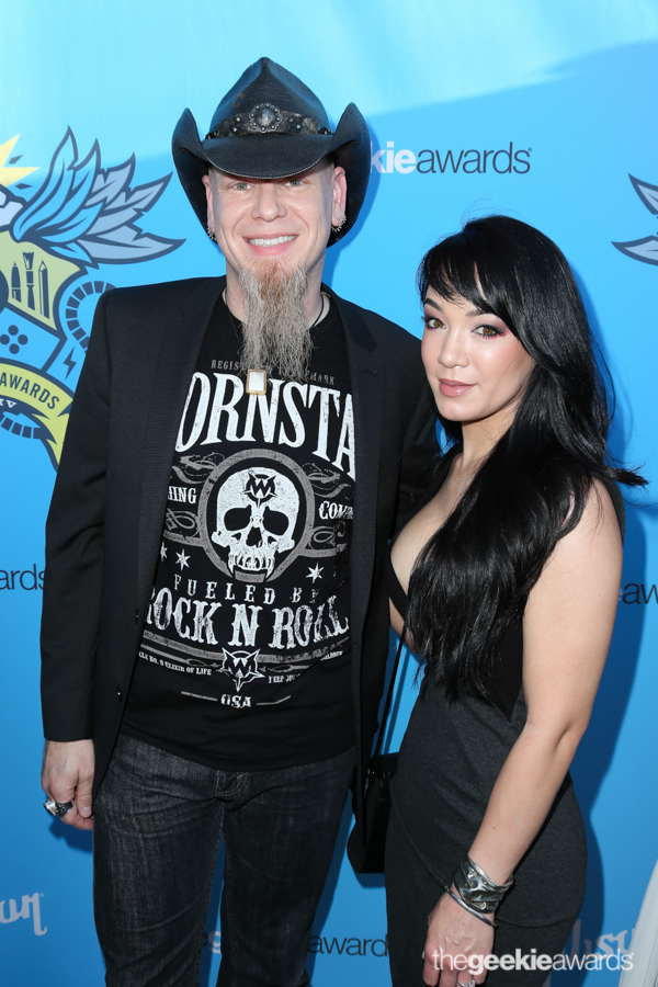 Jason Charles Miller(L) and Diana Knudsen (R) attend the 2nd Annual Geekie Awards at The Avalon on Sunday, August 17, 2014 in Hollywood, California. (Photo by: Joe Lester/Pressline Photos)
